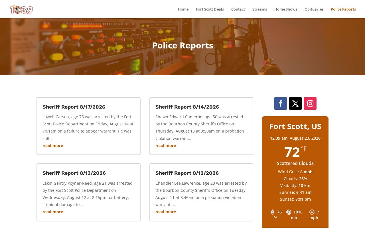 Bourbon County arrest news KOMB-FM police reports page