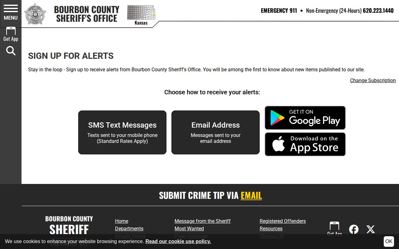 Bourbon County inmate roster and wanted publication alert signup